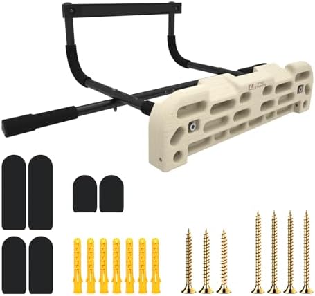 TWO STONES Klettern Hangboard mit Tür Weg Pull Up Bar - Fitness für Kletterer und Bodybuilder - Home Training mit Krüge,